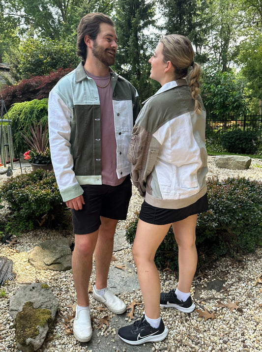 Green Patchwork Denim Jacket