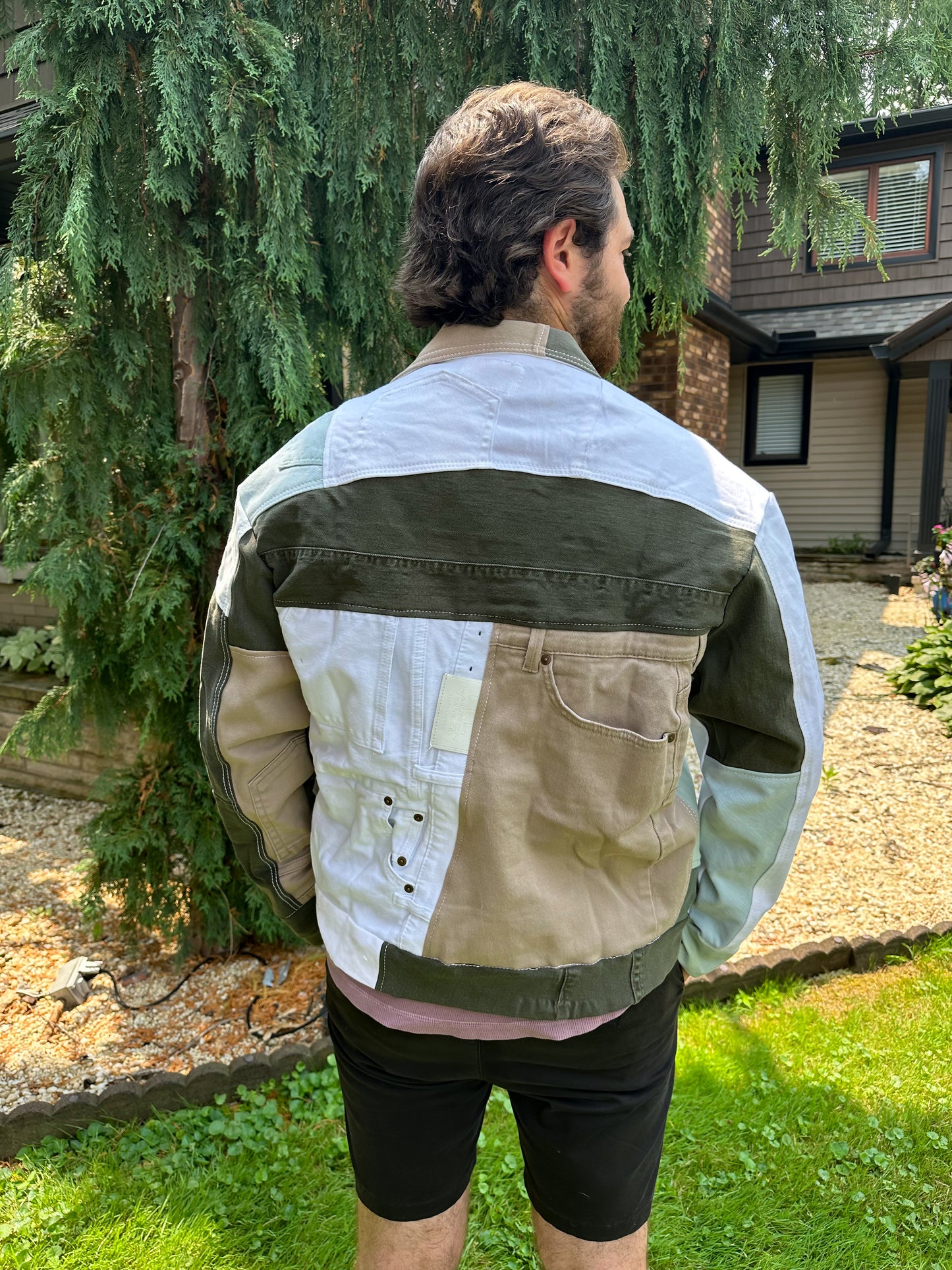 Green Patchwork Denim Jacket