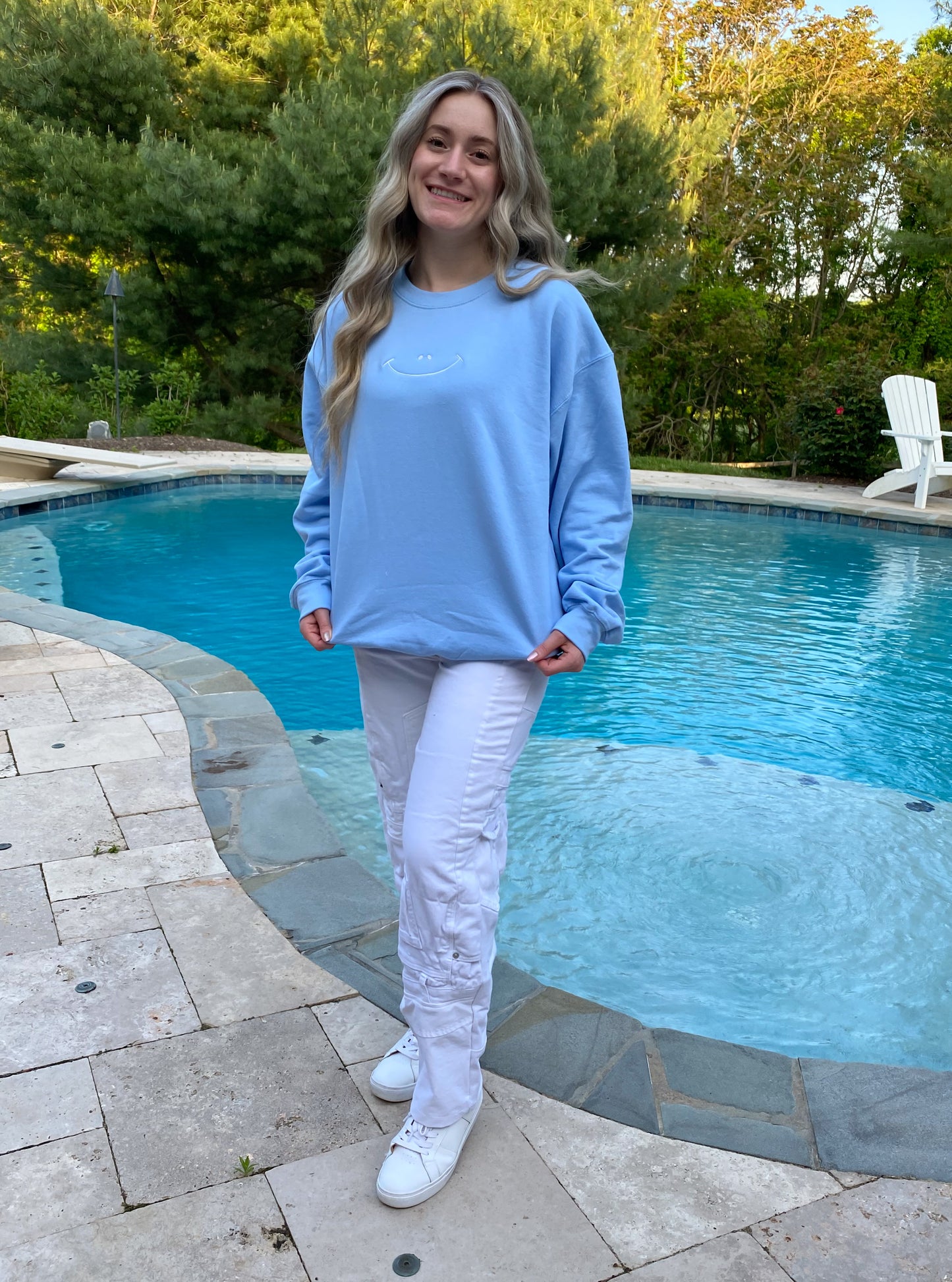 Smiley Embroidered Crew