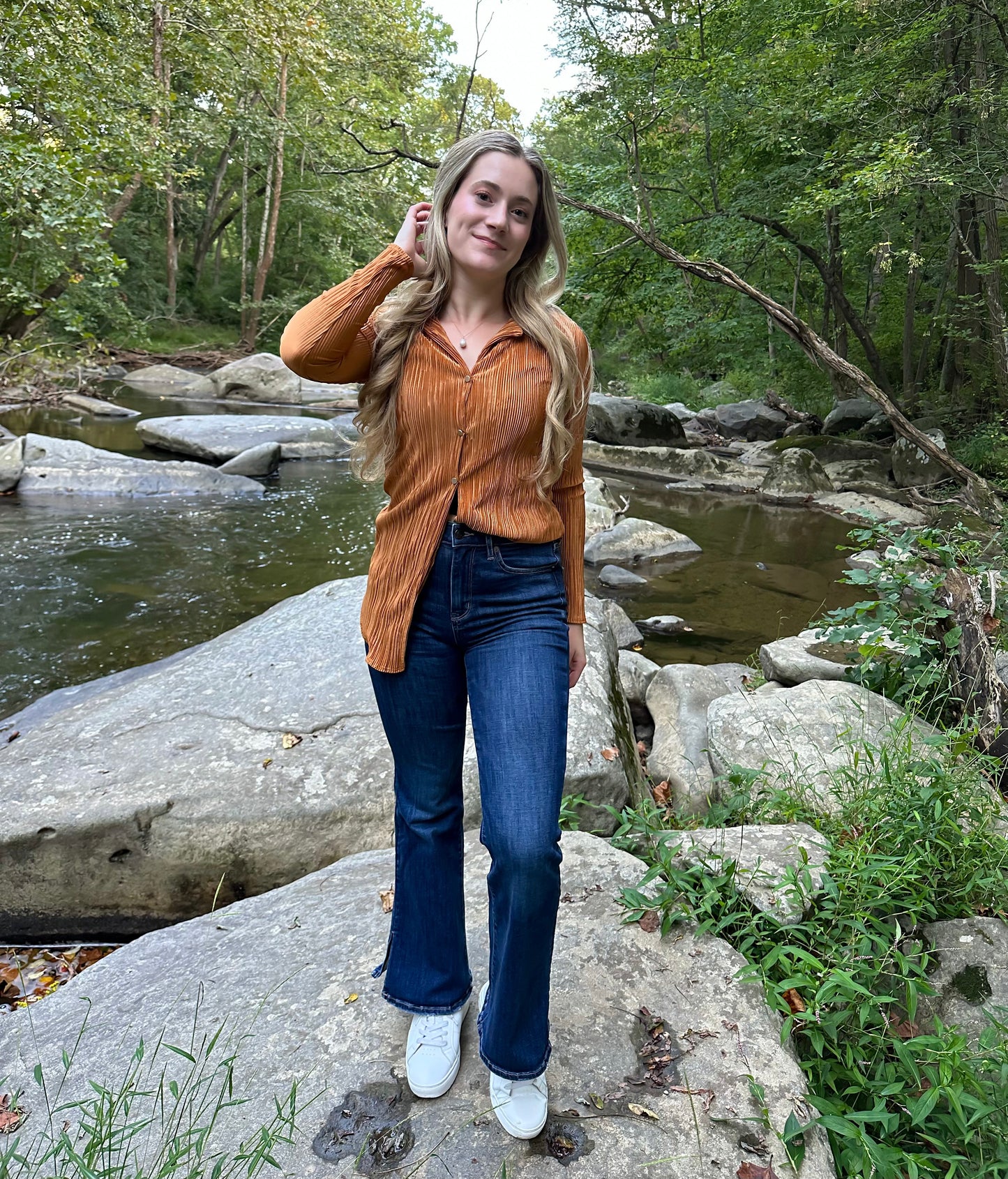 Ginger Plisse Button Down
