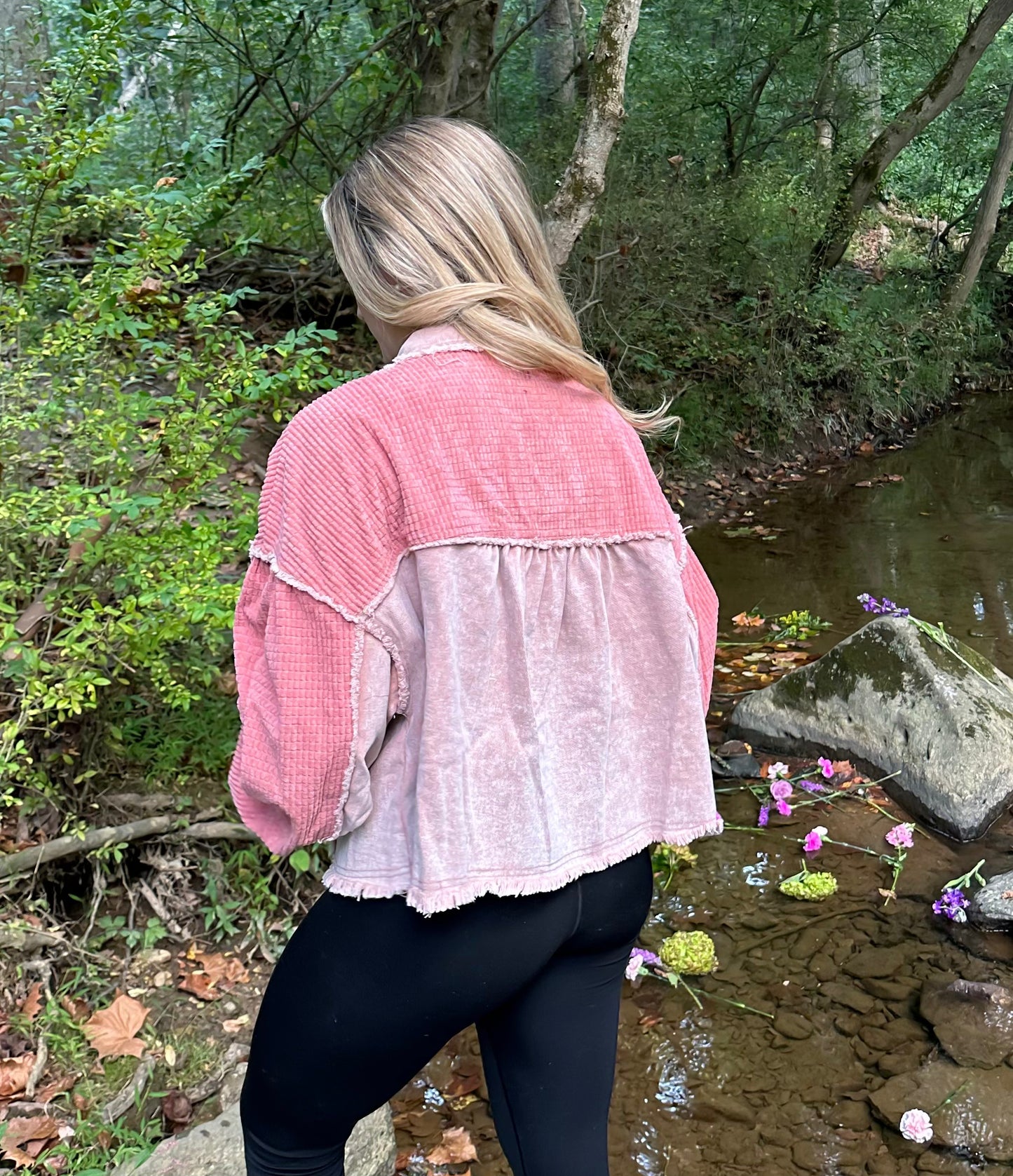 Pink Washed Crop Jacket