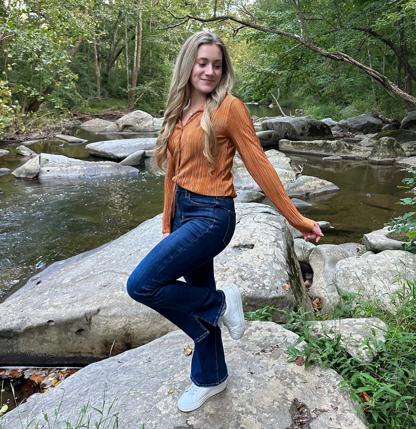 Ginger Plisse Button Down