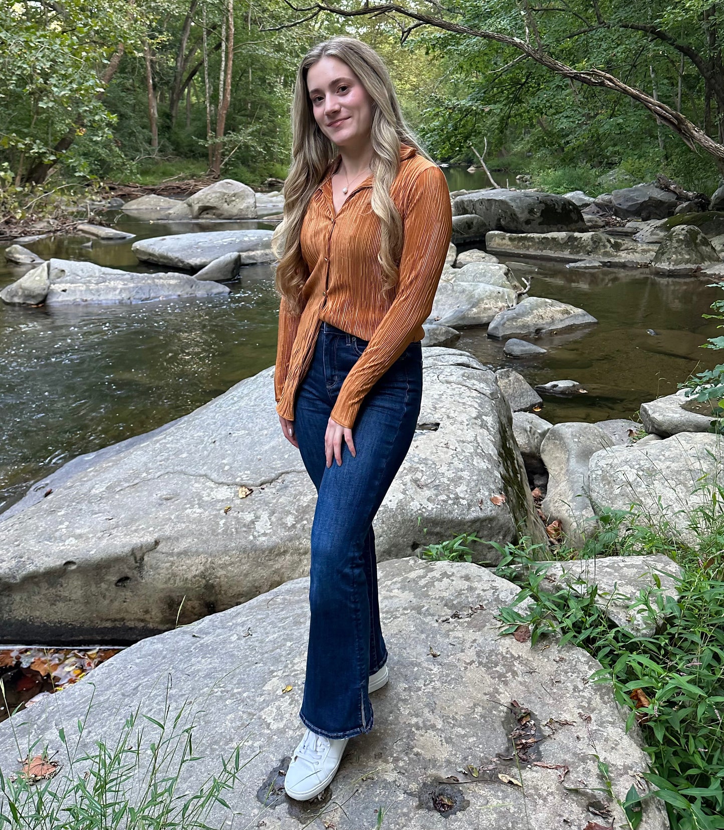Ginger Plisse Button Down