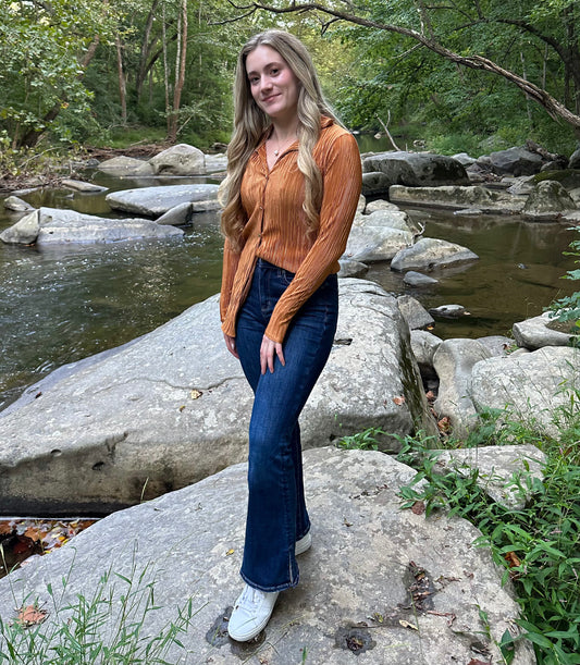 Ginger Plisse Button Down