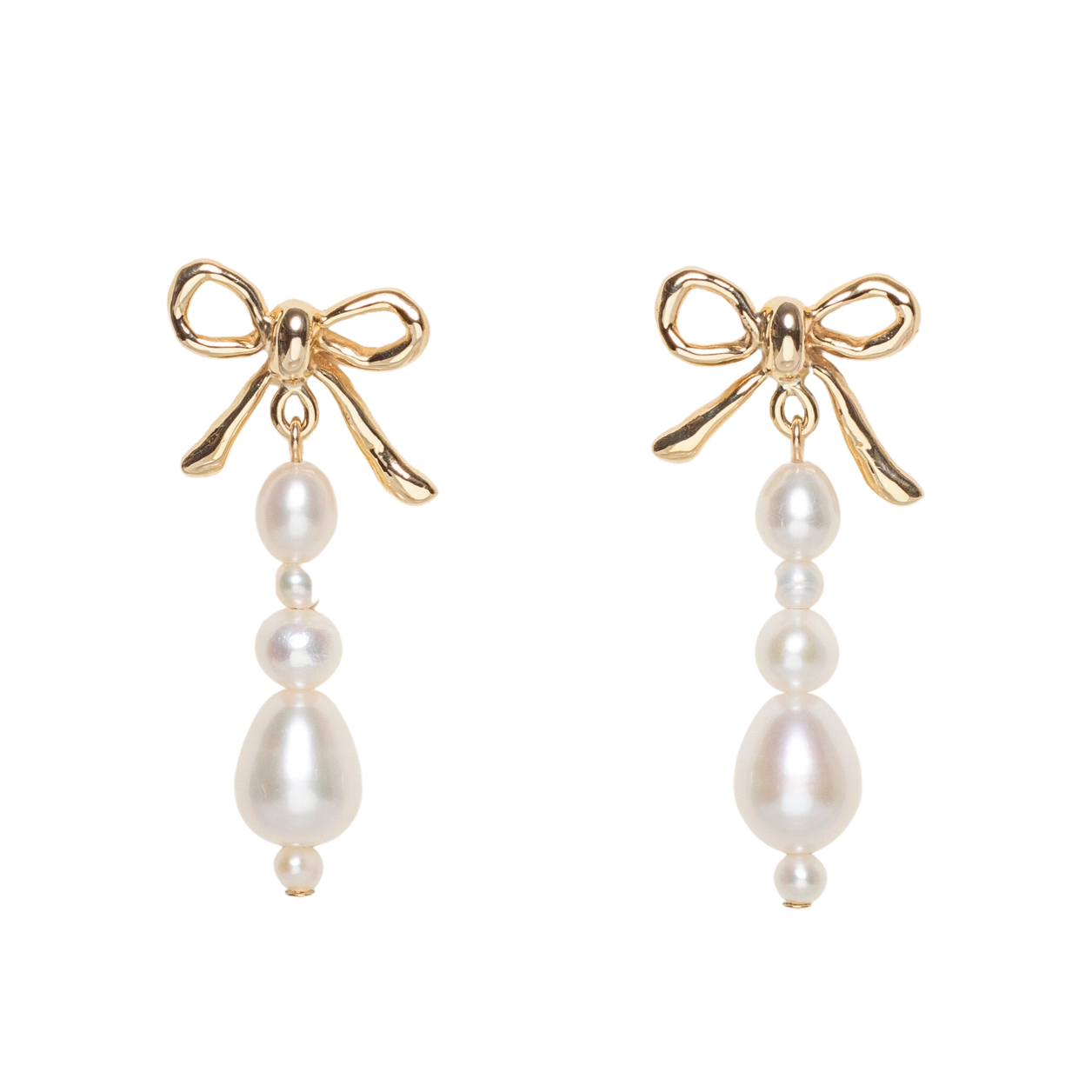 Pearl Drop Bow Earrings