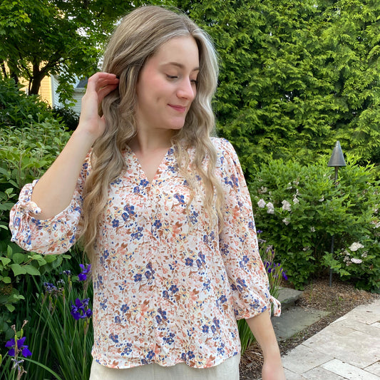 Tie Sleeve Floral Top