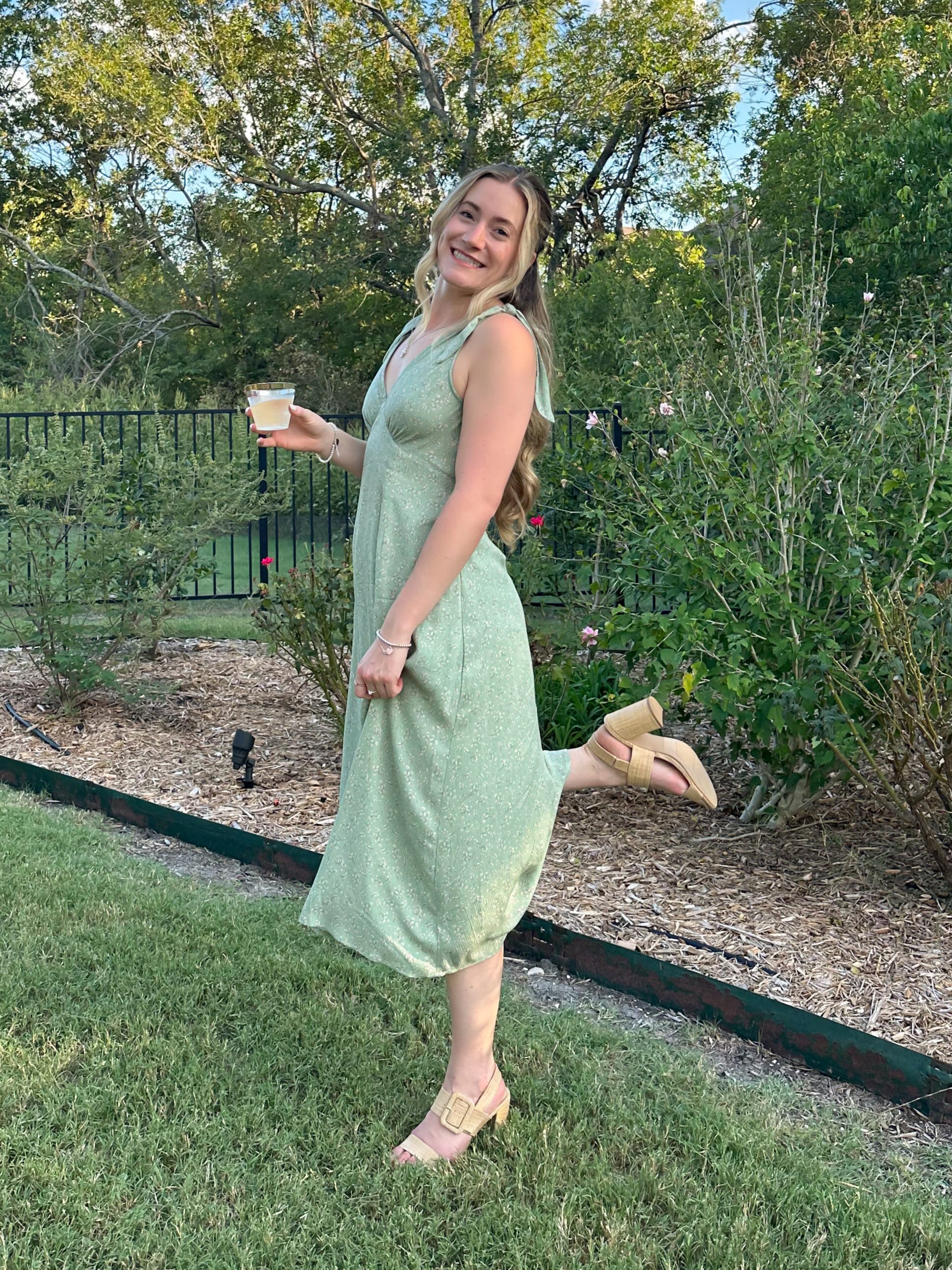 Floral Green Midi Dress Floral Green Midi Dress
