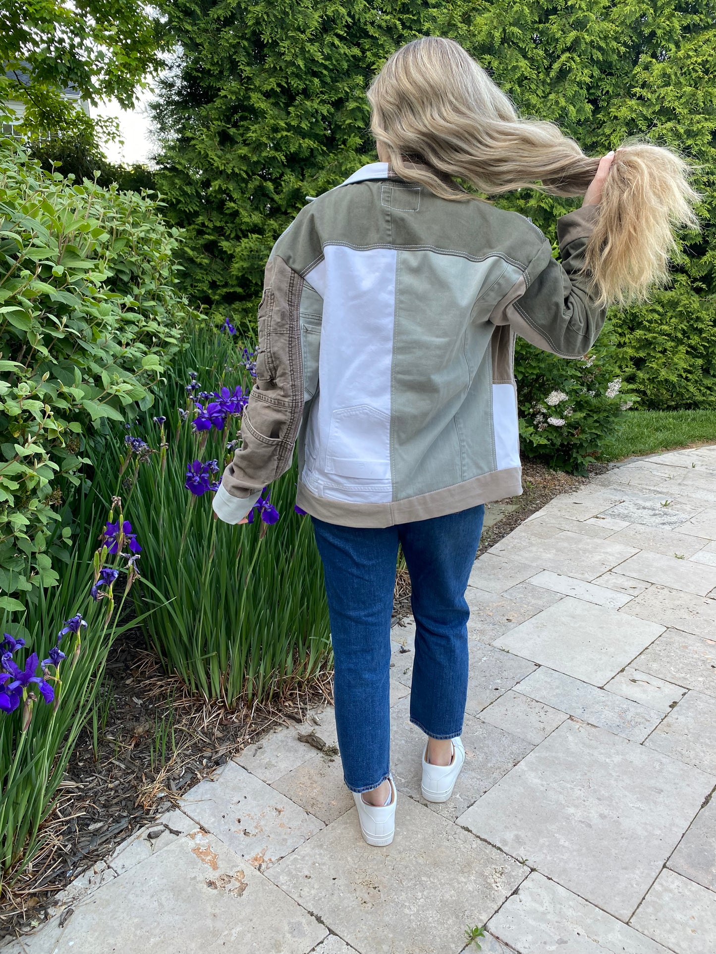 Green Patchwork Denim Jacket