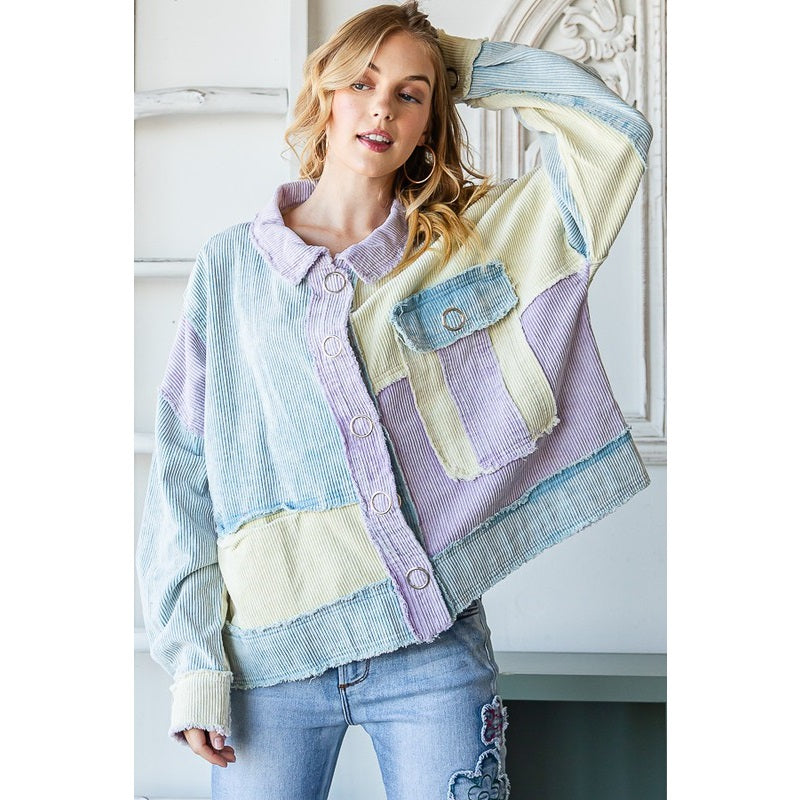 Colorblock Corduroy Jacket