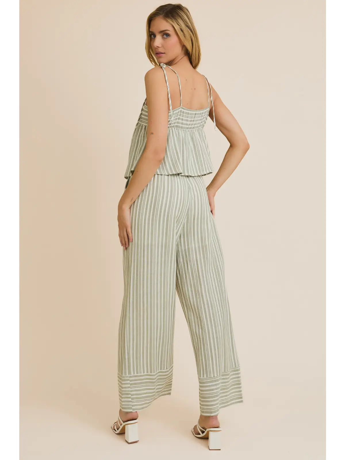 Sage Striped Jumpsuit