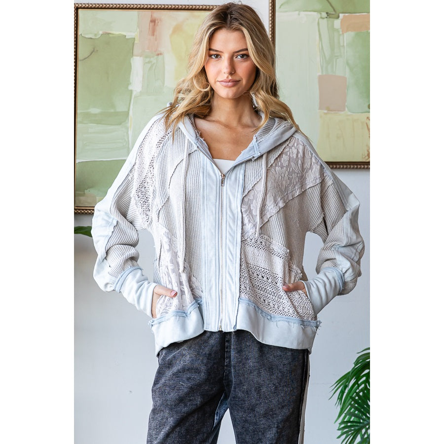 Lace Zip-Up Hoodie