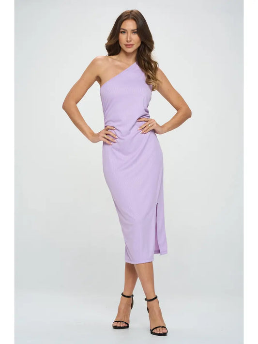 Lavender One-Shoulder Dress