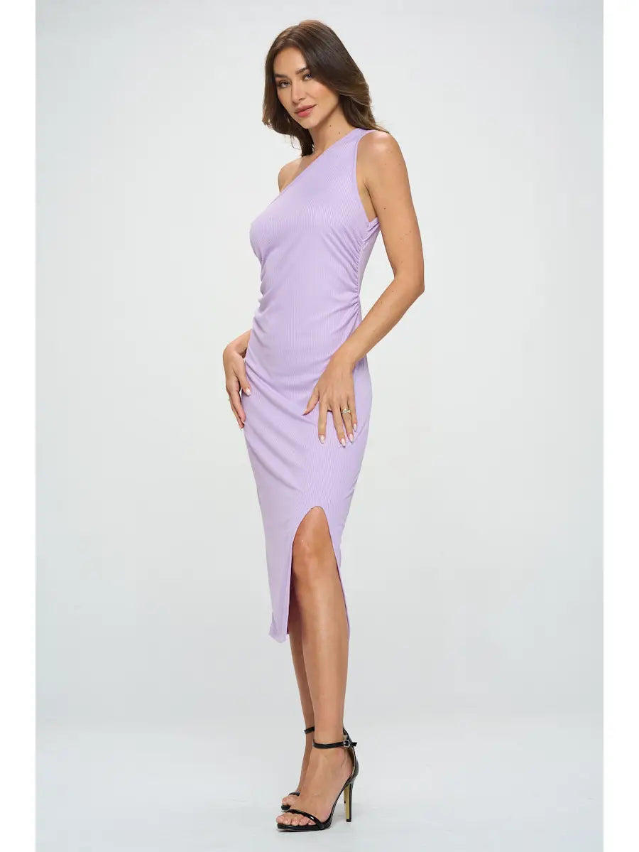 Lavender One-Shoulder Dress