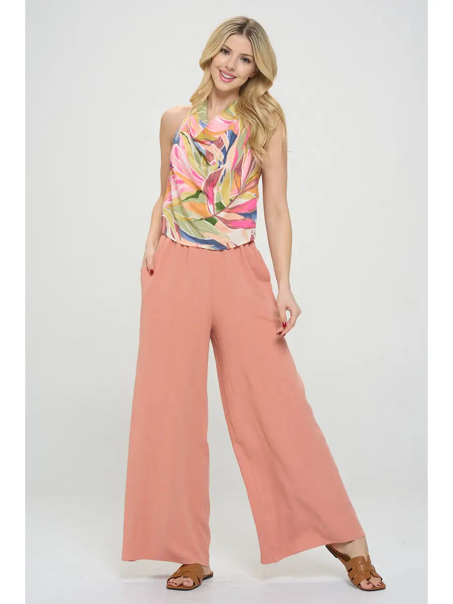 Coral Linen Pants