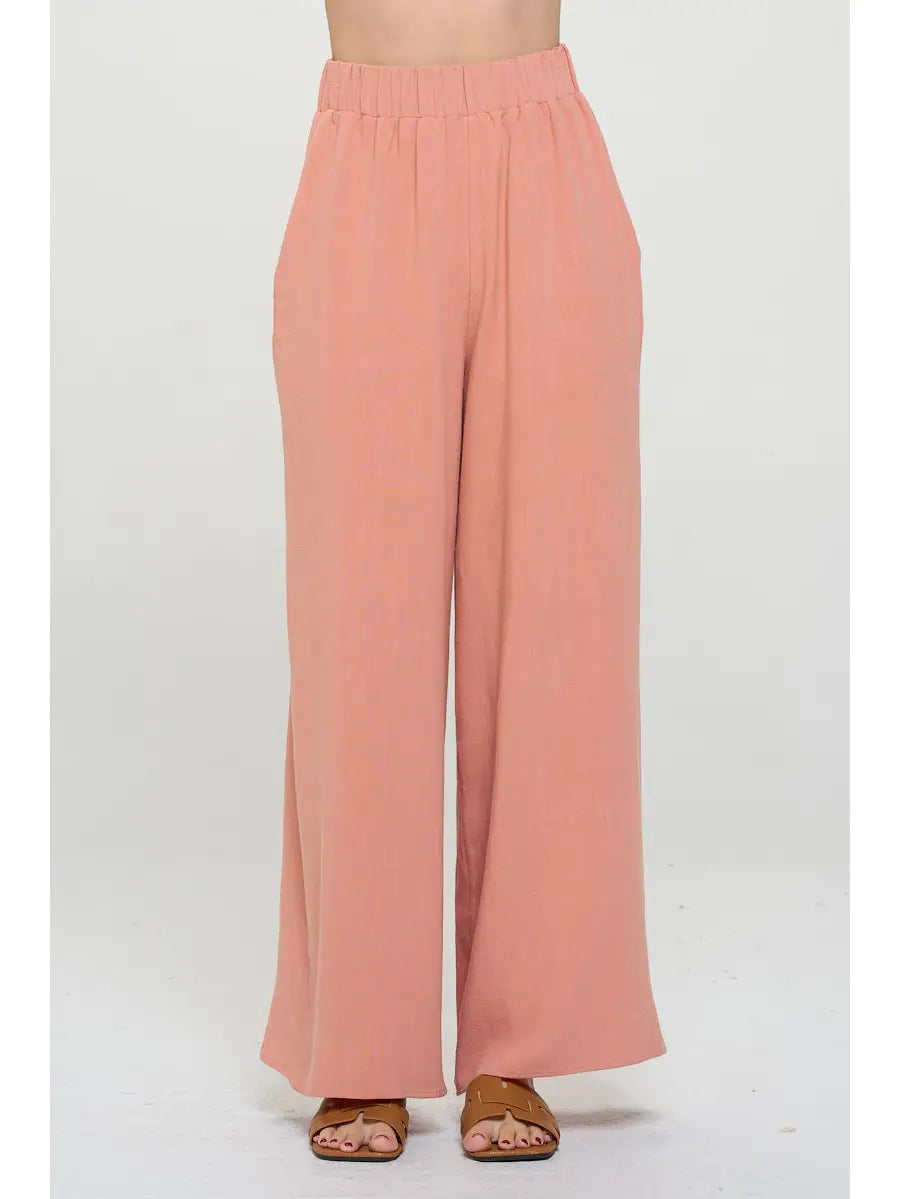 Coral Linen Pants