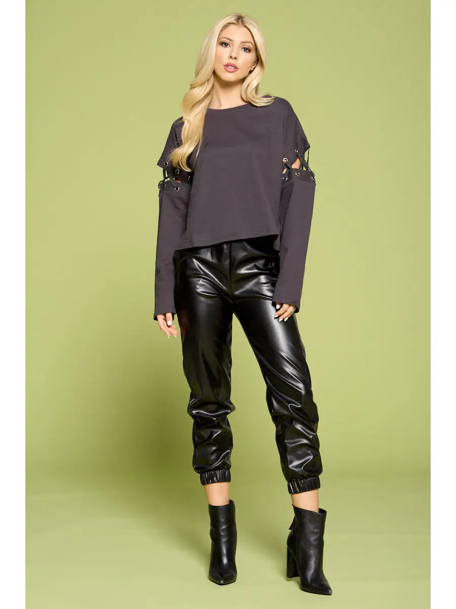 Sweatshirt with Lacing Detail