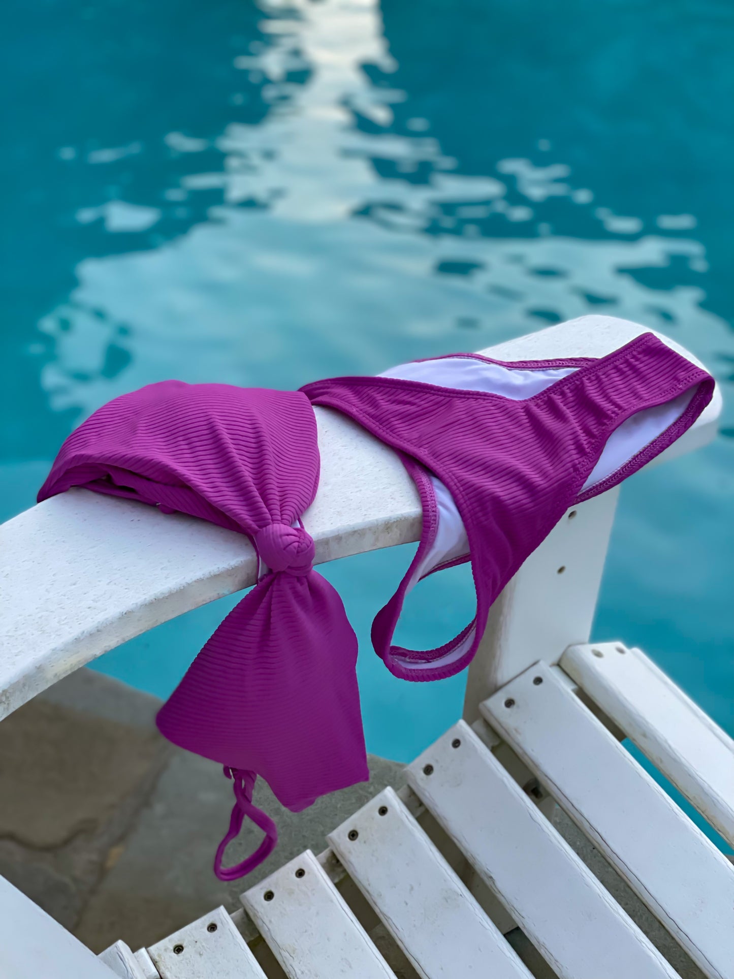 Plum Ribbed Knot Bikini Top