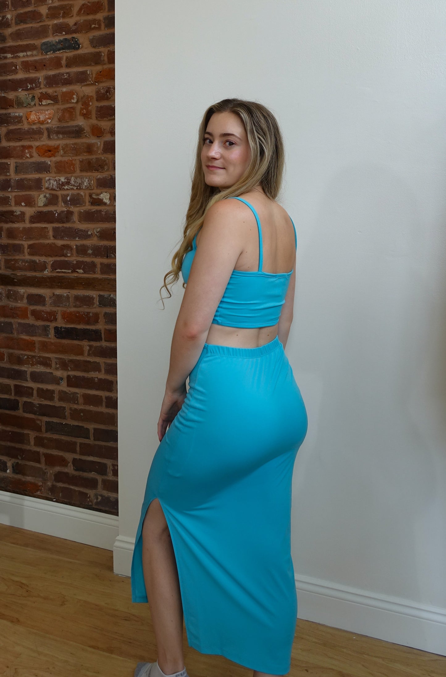 Aquamarine Cutout Midi Dress