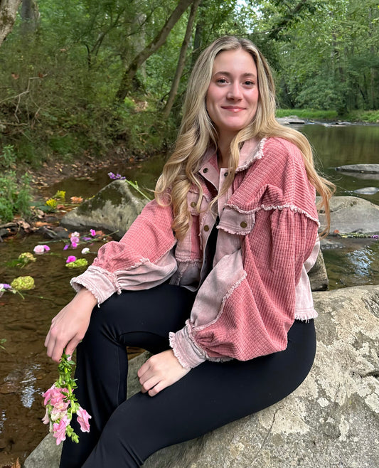 Pink Washed Crop Jacket