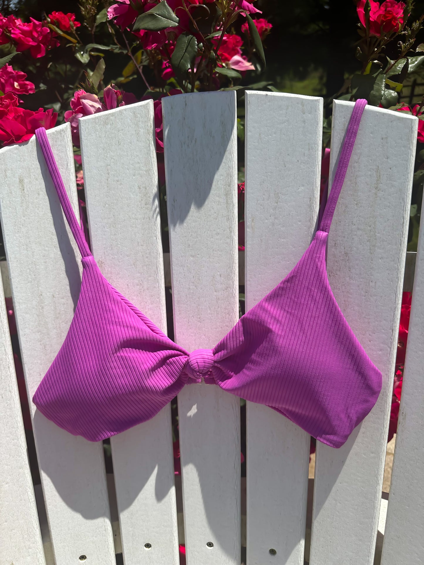 Plum Ribbed Knot Bikini Top