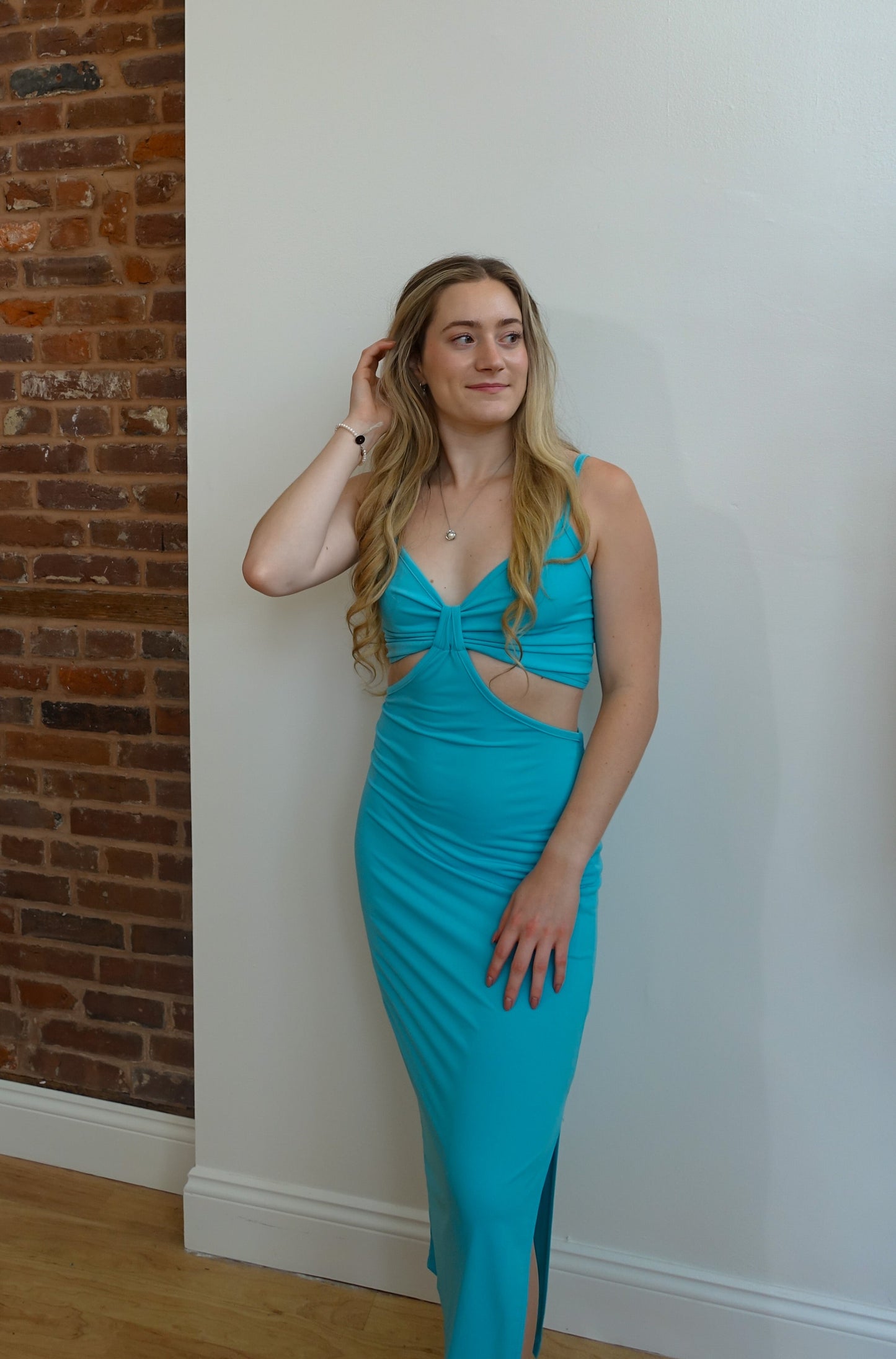 Aquamarine Cutout Midi Dress