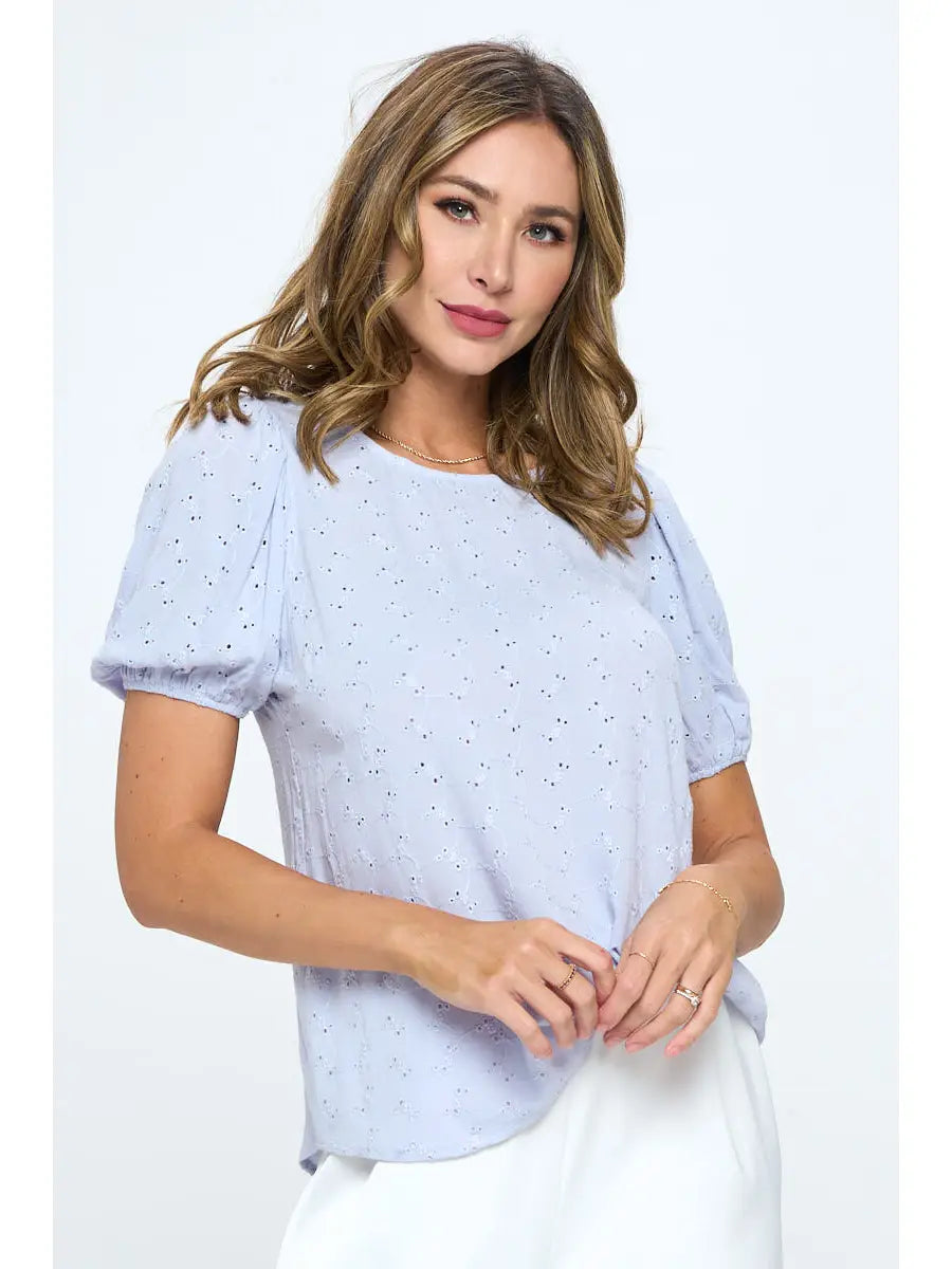 Periwinkle Embroidery Top