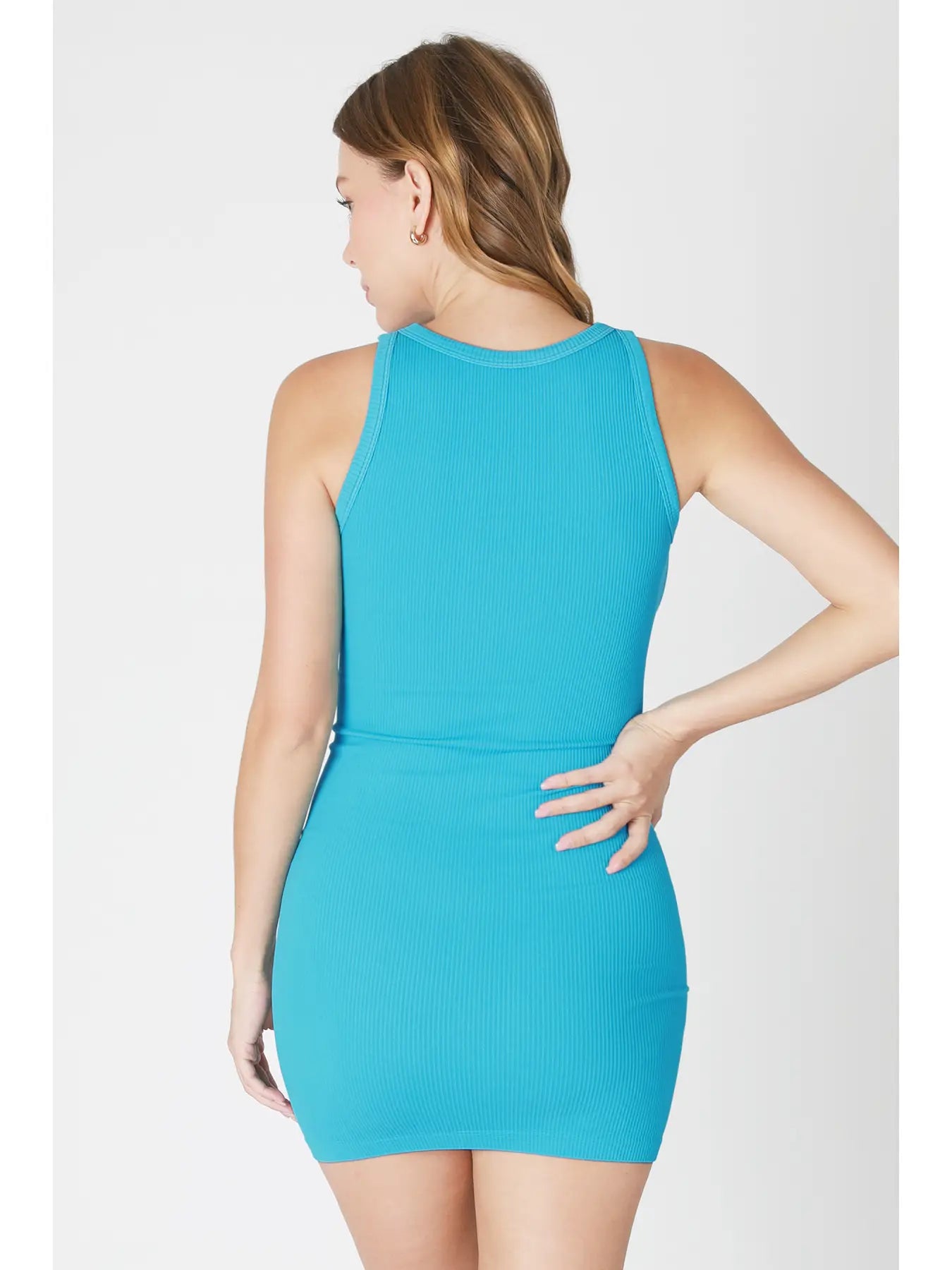 Blue High Neck Dress