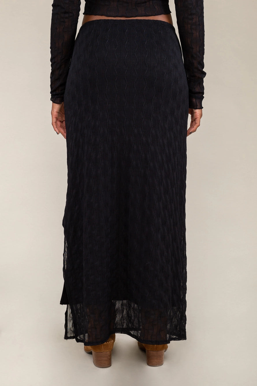 Black Mesh Maxi Skirt