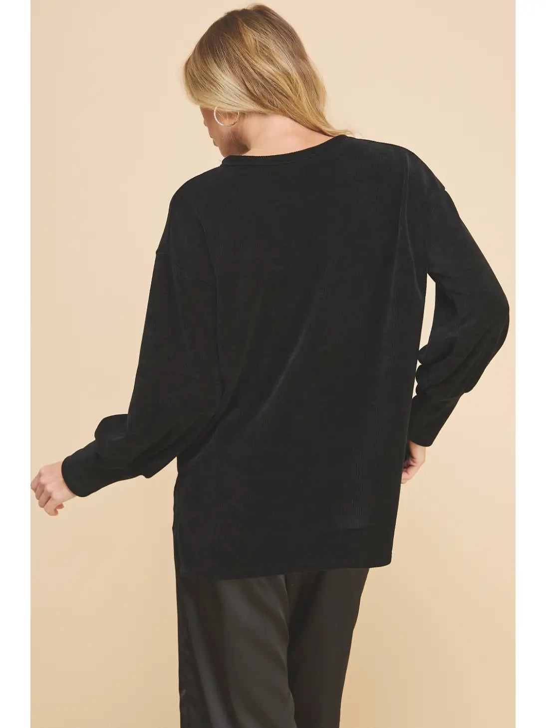 Black Chenille Crewneck Sweater