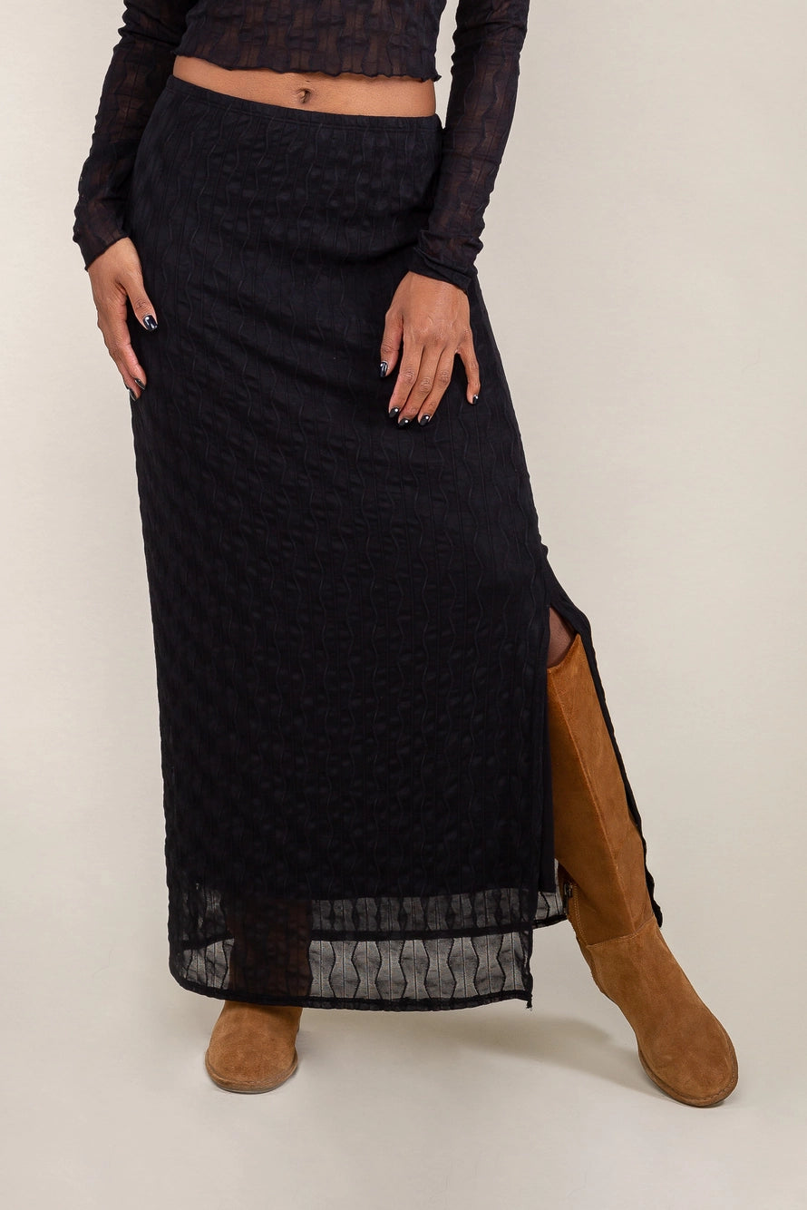 Black Mesh Maxi Skirt