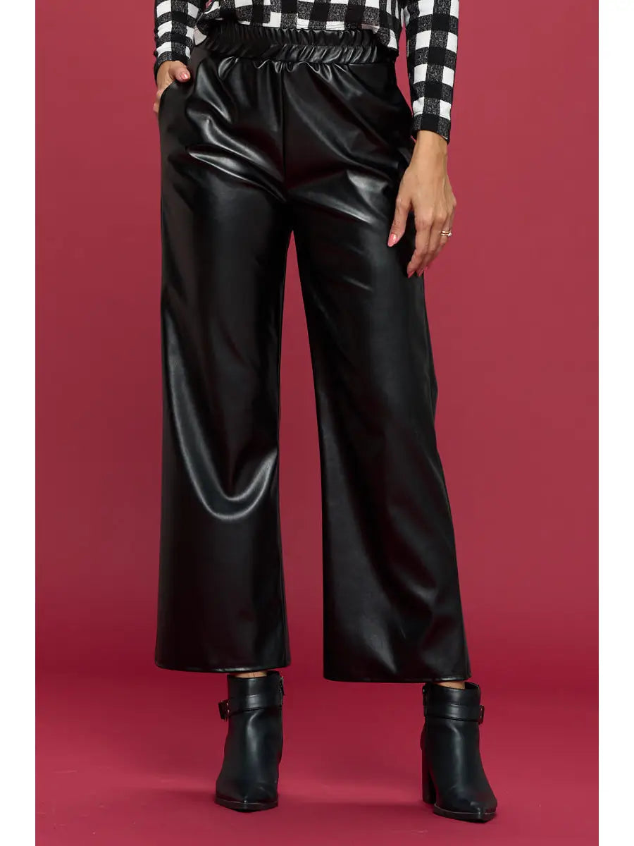 Faux Leather Straight Leg Pants