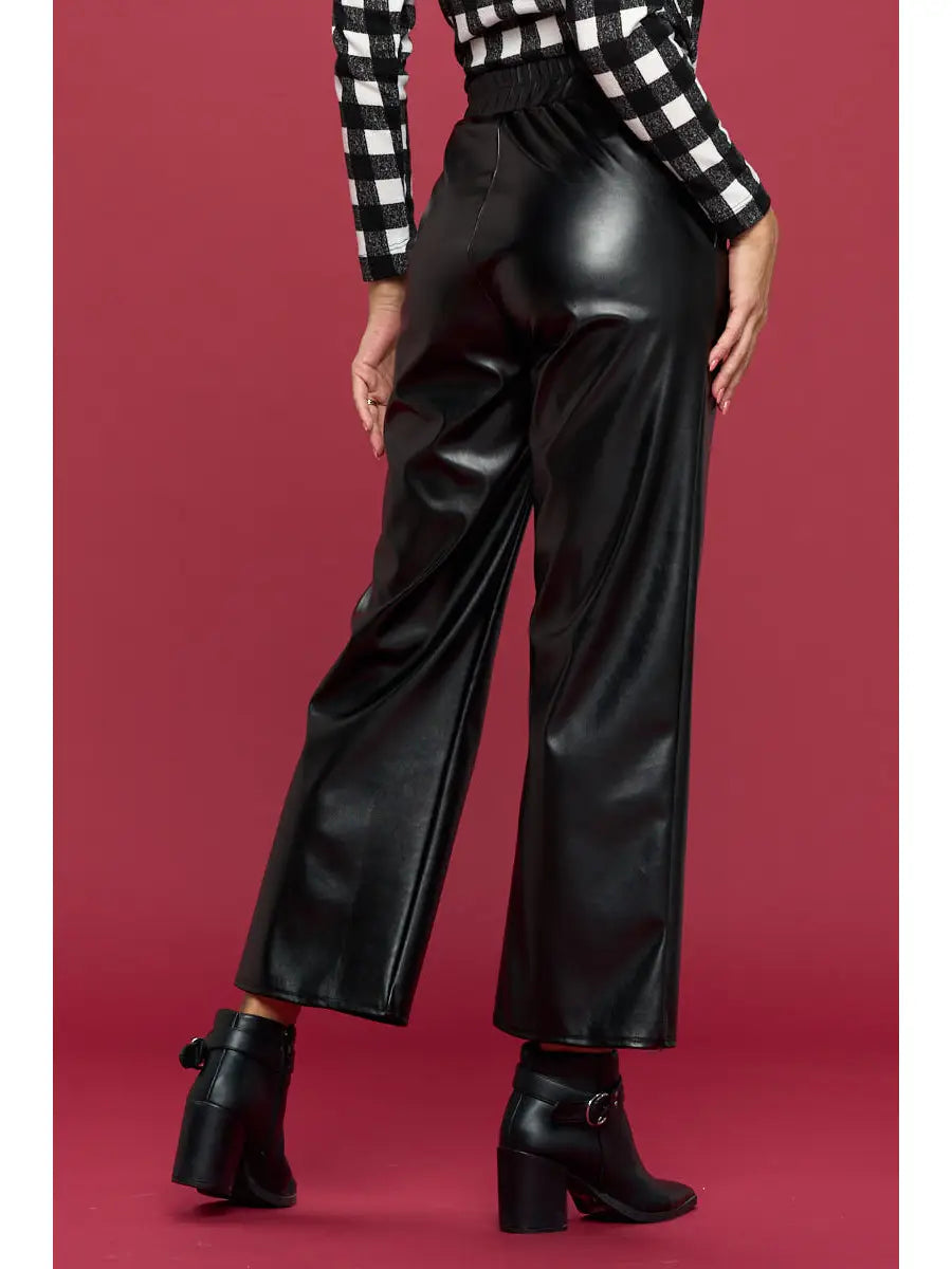 Faux Leather Straight Leg Pants