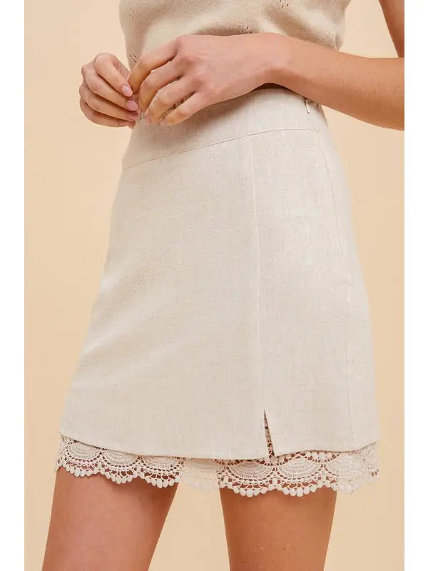 Lace Hemmed Mini Skirt