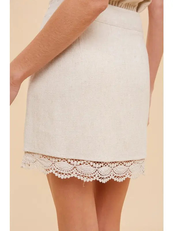 Lace Hemmed Mini Skirt