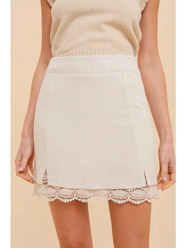 Lace Hemmed Mini Skirt