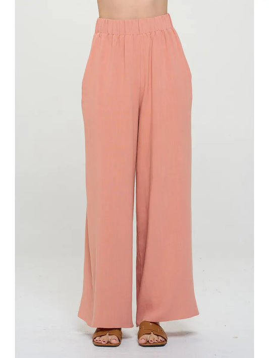 Coral Linen Pants